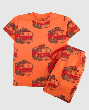 Minnie Craft / Summer boys 2pc soft stretchable cotton printed Fabric Orange T-Shirt & Short