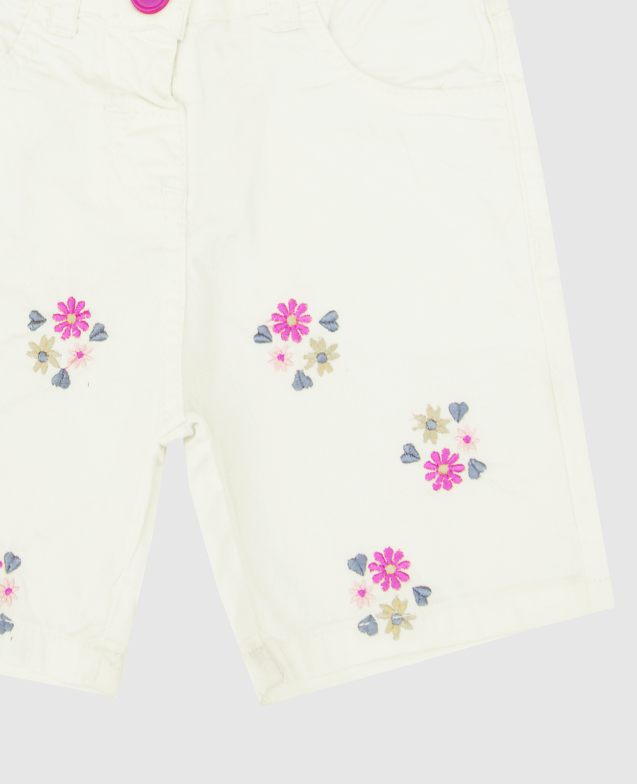 Minnie Craft / Girls Embroided Light Weight White Summer Jeans & Cotton shorts