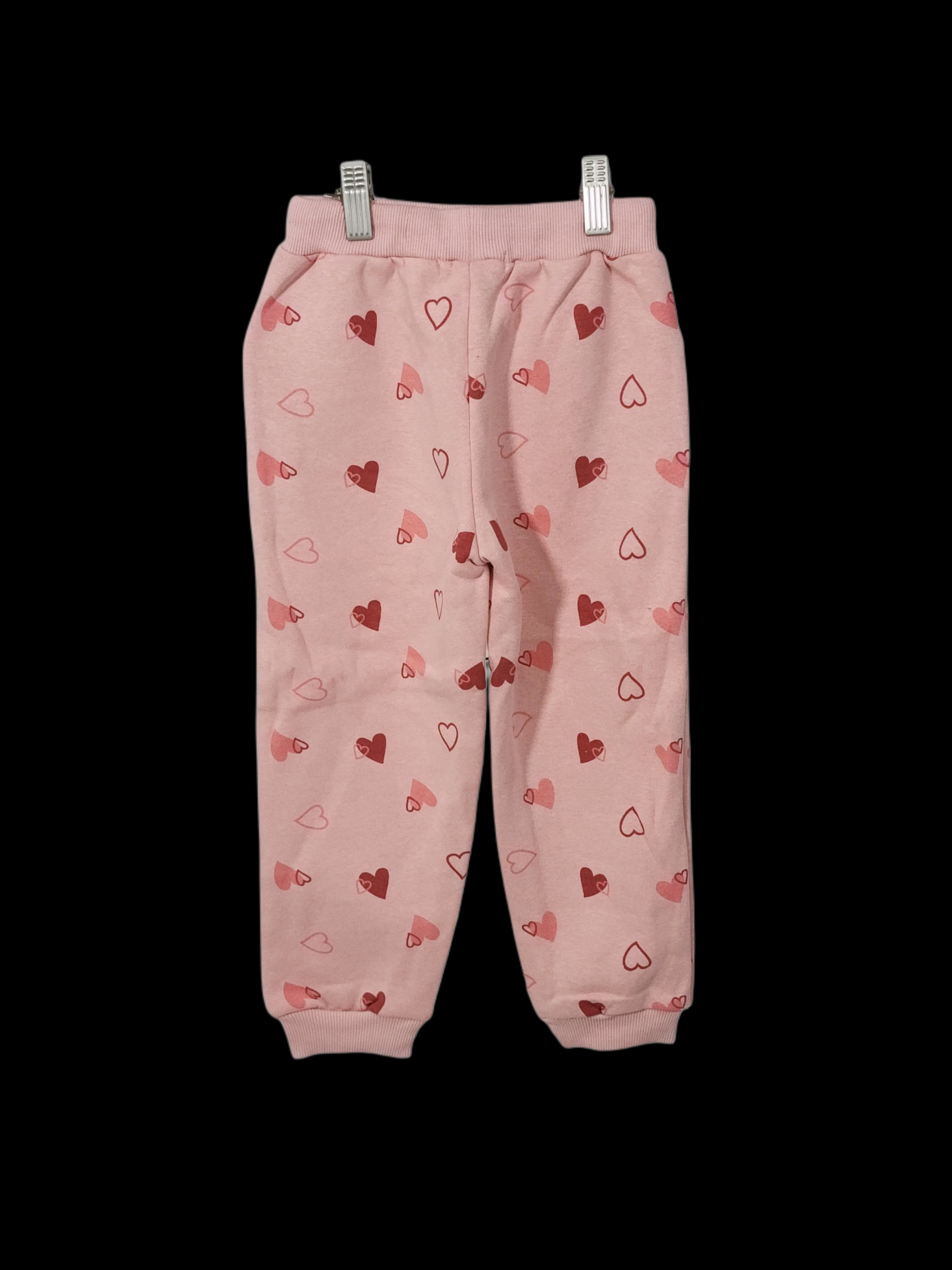 Minnie Minors / Girls Winter Light Pink Hearts All Over Printed Cotton Fleece Knit Trouser / Pajama