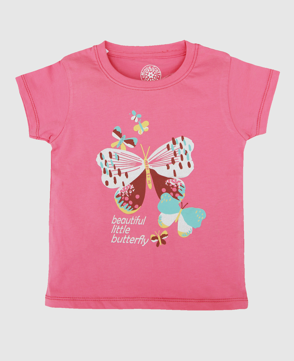 Minnie Craft / Girls soft stretchable Butterfly printed Pink T-shirt