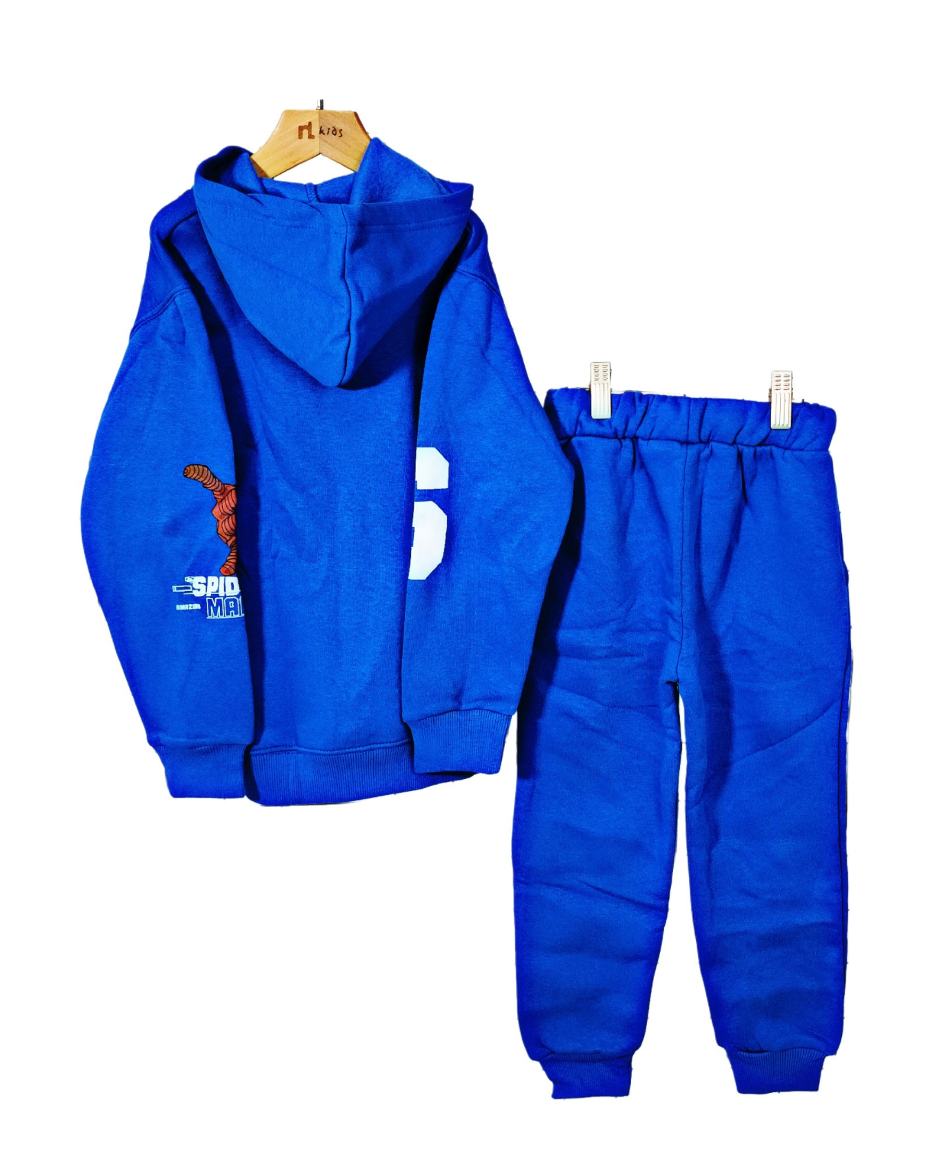 Minnie Minors / Boys Cotton Fleece Knit Blue Zipper Hoodie-Pajama Printed 2pc Set / Spider Man Wild Design