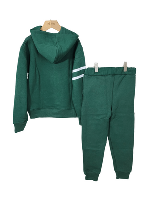 Minnie Minors / Unisex Cotton Fleece Knit Dark Green Printed Hoodie-Pajama Printed 2pc Set / 87 LA Design