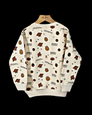 Mars Kids / Cream Color / All Over Printed Space Design Cotton Fleece Knit Sweatshirt