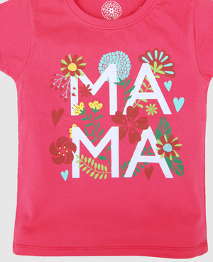 Minnie Craft / Girls soft stretchable MAMA printed Pink T-shirt