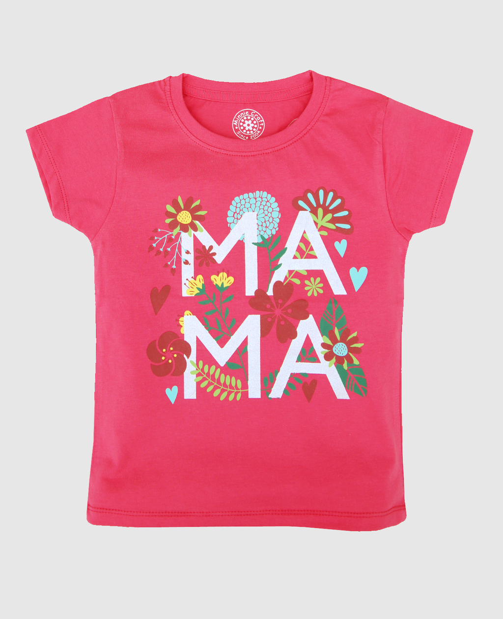 Minnie Craft / Girls soft stretchable MAMA printed Pink T-shirt