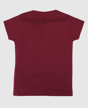 Minnie Craft / Girls soft stretchable printed T-shirt /  Dark Maroon