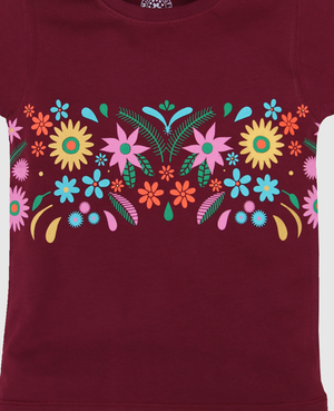 Minnie Craft / Girls soft stretchable printed T-shirt /  Dark Maroon