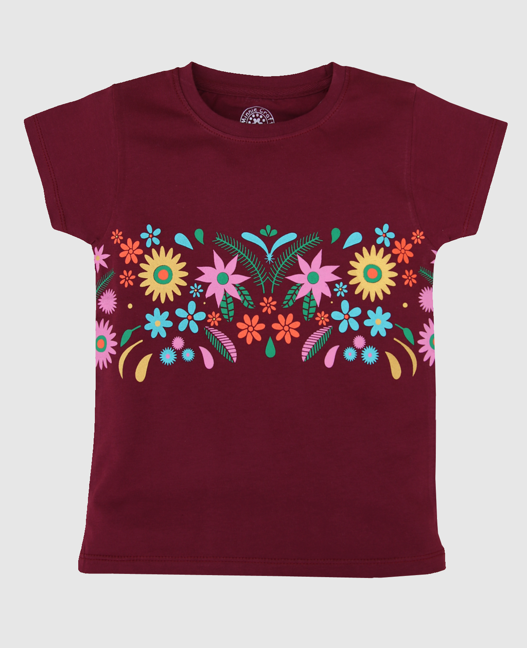 Minnie Craft / Girls soft stretchable printed T-shirt /  Dark Maroon