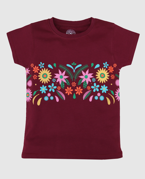 Minnie Craft / Girls soft stretchable printed T-shirt /  Dark Maroon