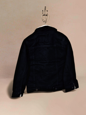 Copper Rivet / Export Quality Sheep Woolen Jet Black Denim Jacket