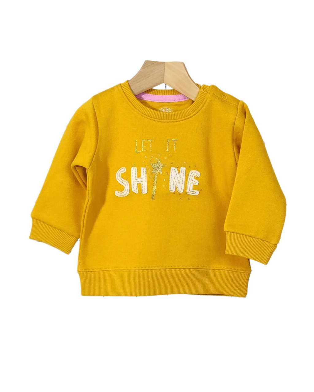 Minnie Minors (M.M) / Infants Winter Full Sleeves Stretchable Knit Cotton fleece Sweatshirt / Mustard Gold Color / Let It Shine embroidered