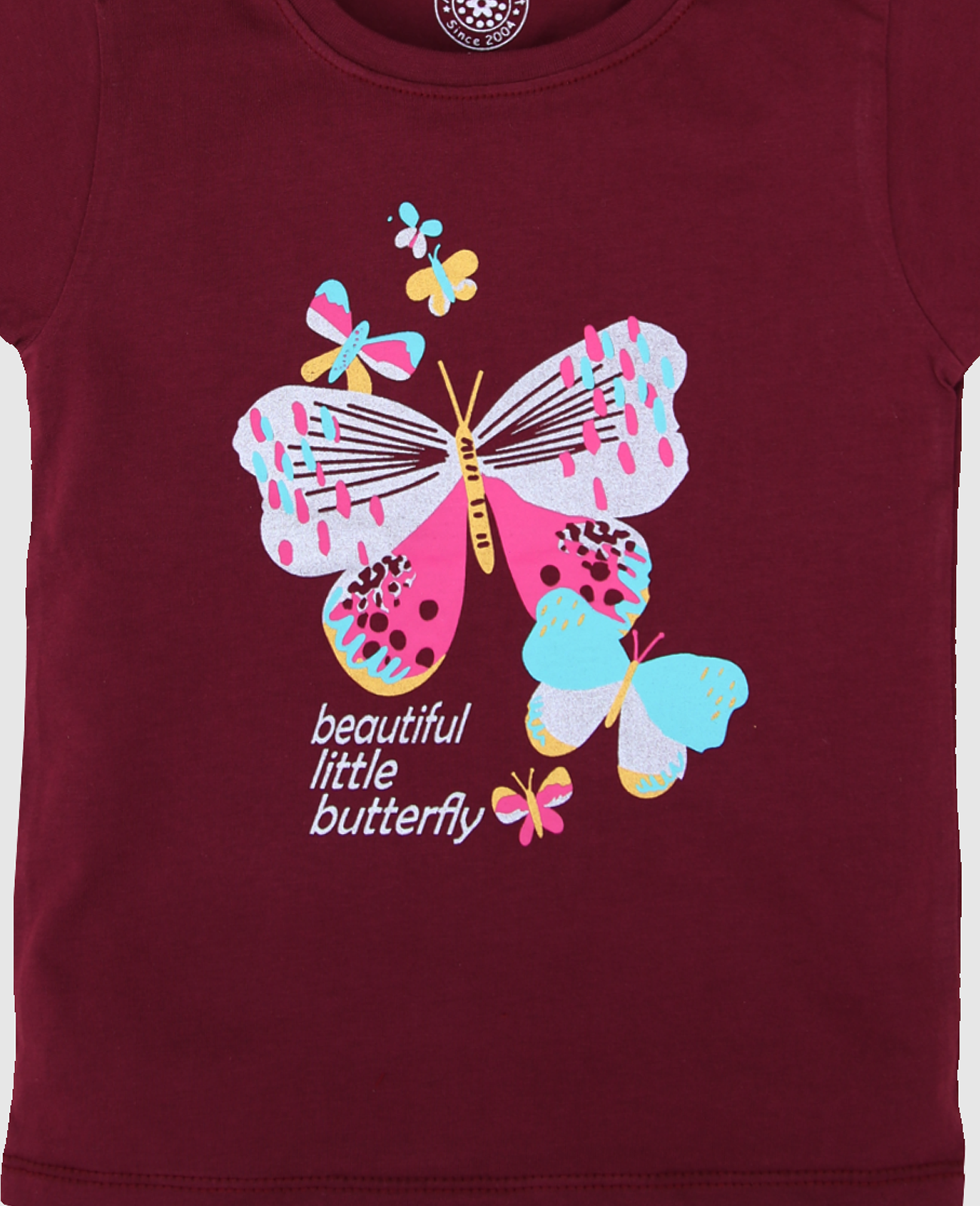 Minnie Craft / Girls soft stretchable Butterfly printed Maroon T-shirt