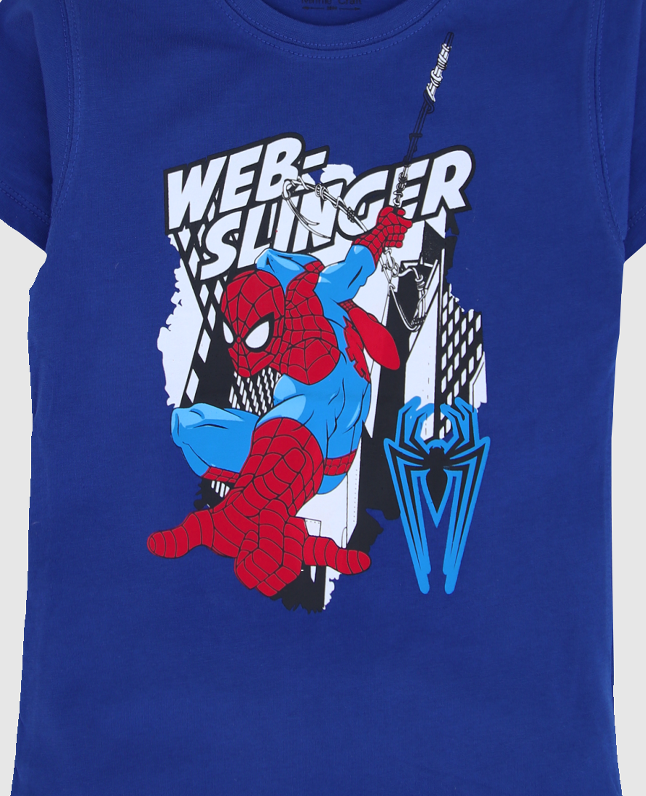 Minnie Craft / Summer boys soft stretchable cotton Spider-Man printed Blue Tshirt