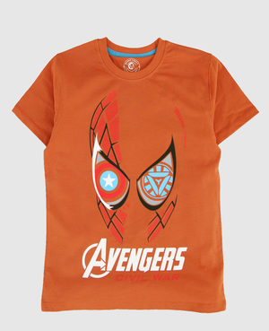 Minnie Craft / Summer boys soft stretchable cotton Fabric / Avengers Design printed Orange Tshirt