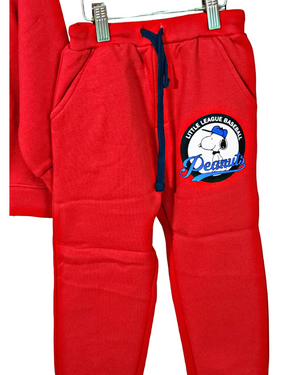 Mars Kids / Snoopy Design / Cotton Fleece Knit Red Color Front Printed Sweatshirt-Pajama 2pc Set