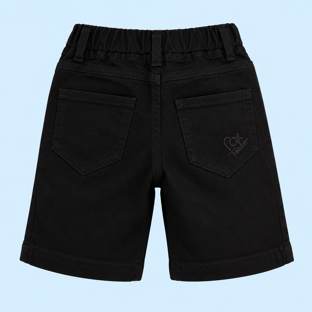 Imported / Unisex / Jet Black Soft Stretchable Denim Shorts / Front & Back Pockets