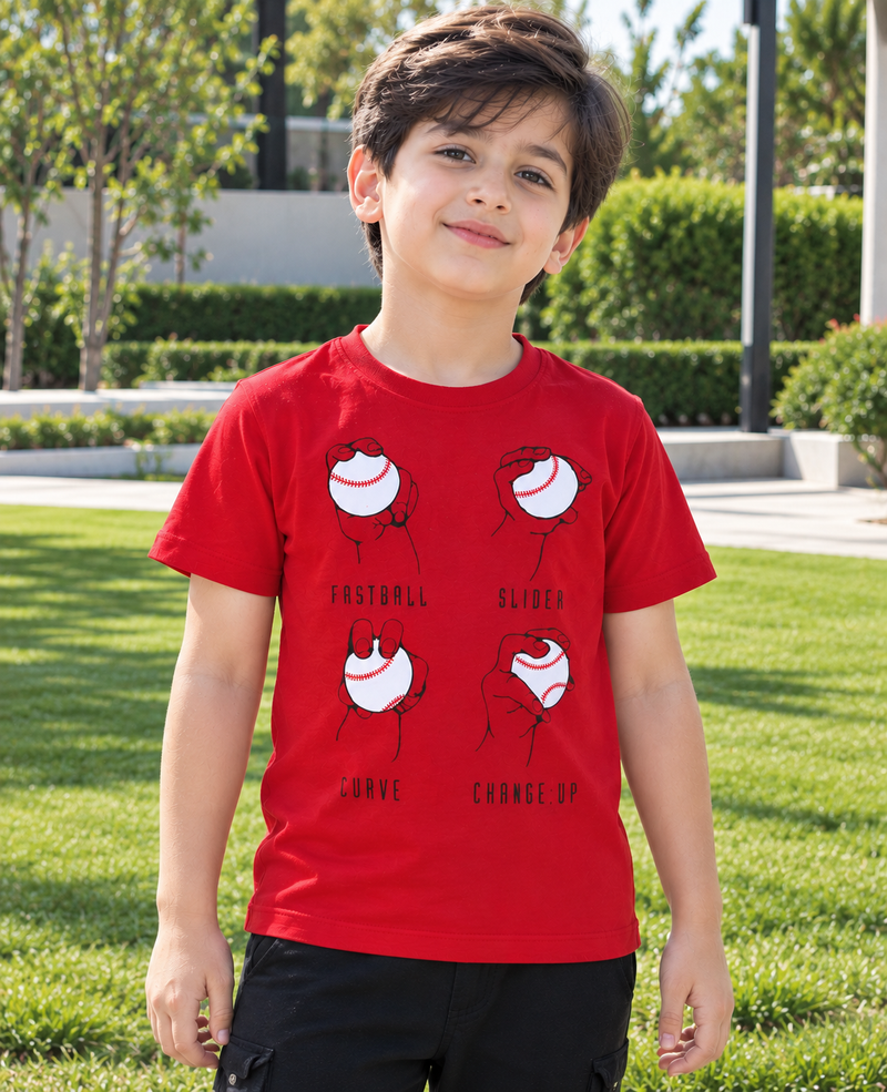 Minnie Craft / Boys Baseball Soft Organic Cotton Printed T-Shirt