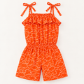 Minnie Craft / Girls Smooth Cotton All Over Printed Design Orange Jumpsuit