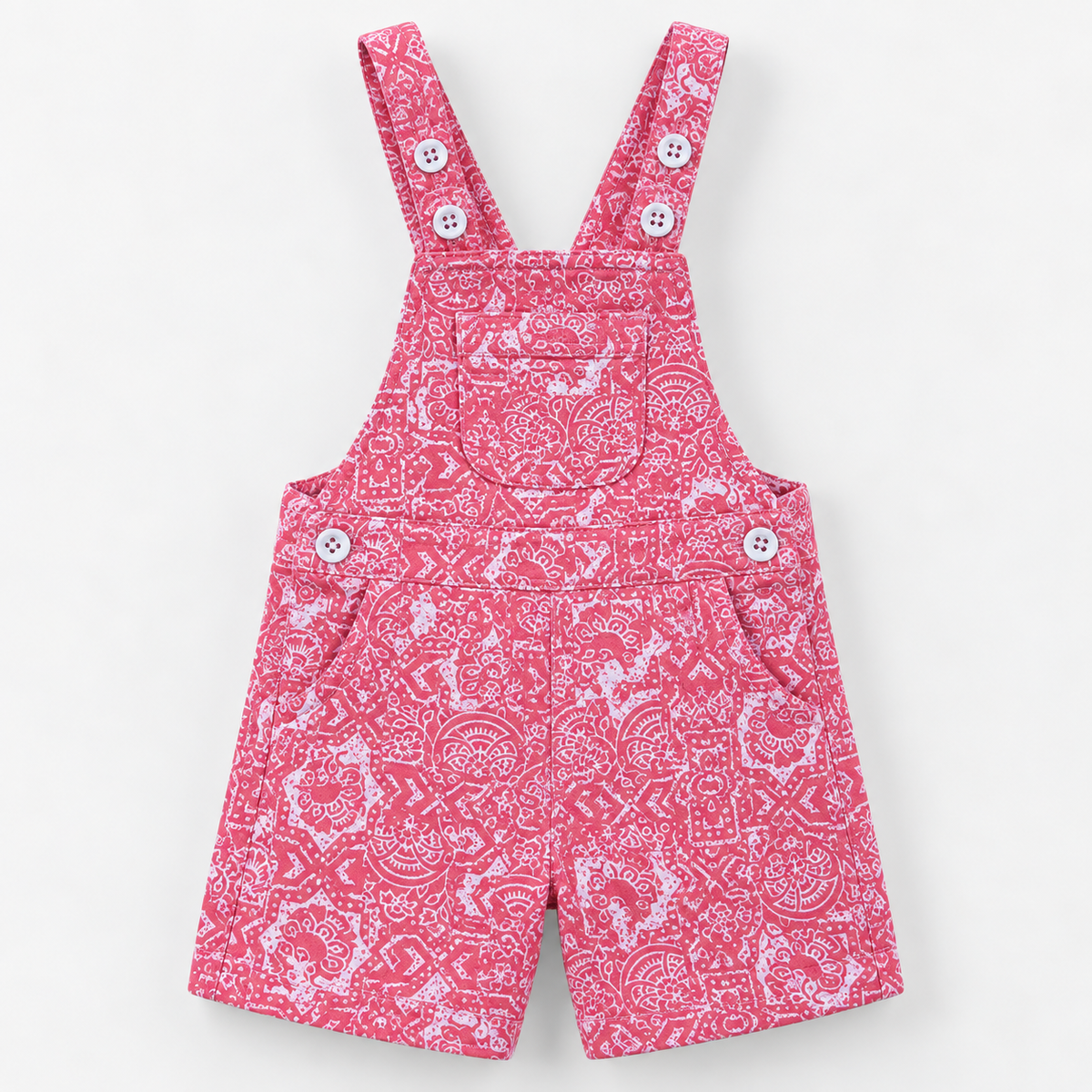 Minnie Craft / Girls Floral Design Front pockets Pink Color Romper