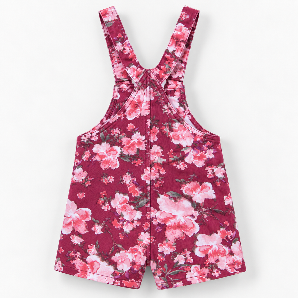 Minnie Craft / Girls Floral Design Front Pockets Pink & Light Rose Color Romper