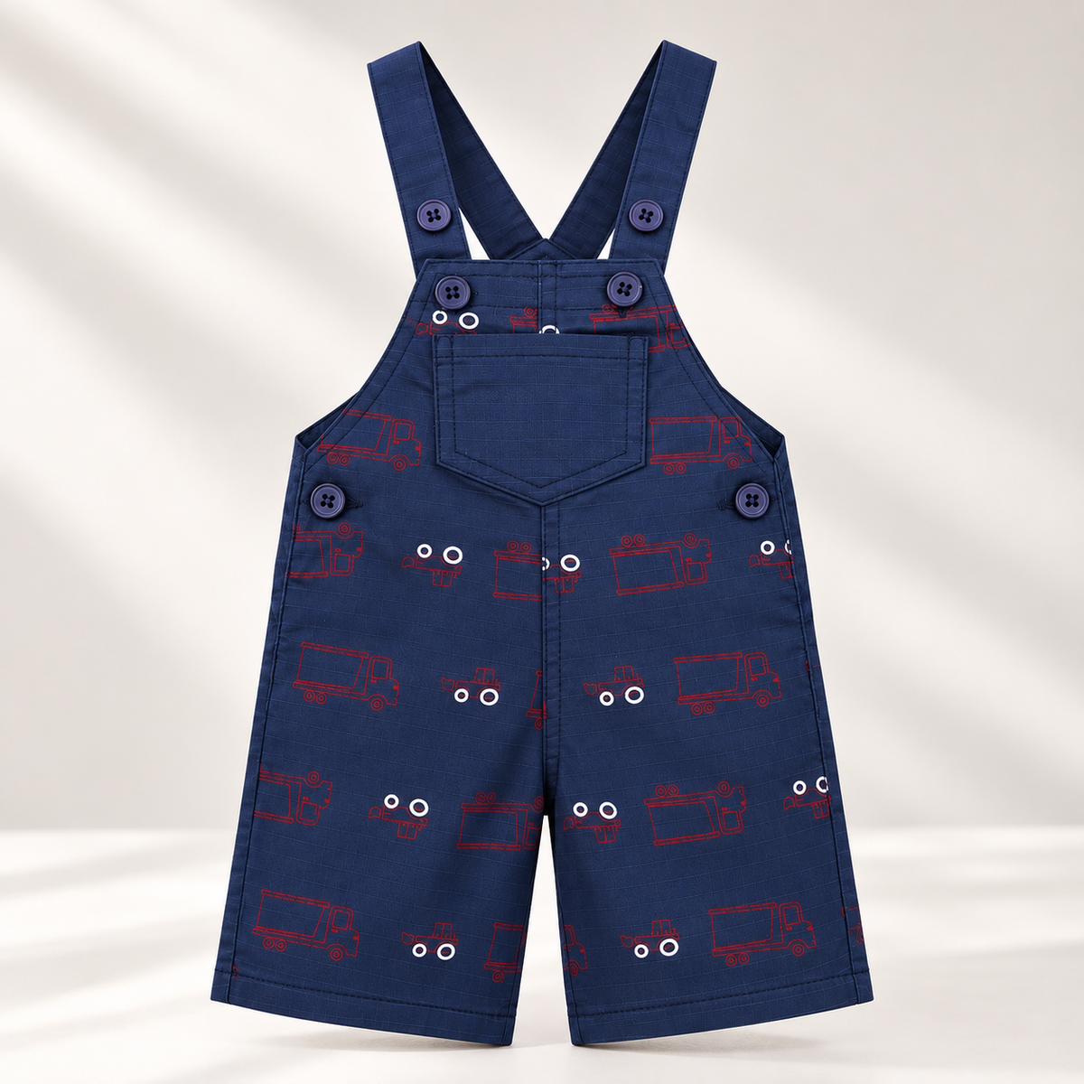 Minnie Craft / Pure Cotton Smooth Texture Front Printed Navy Romper/Jumpsuit