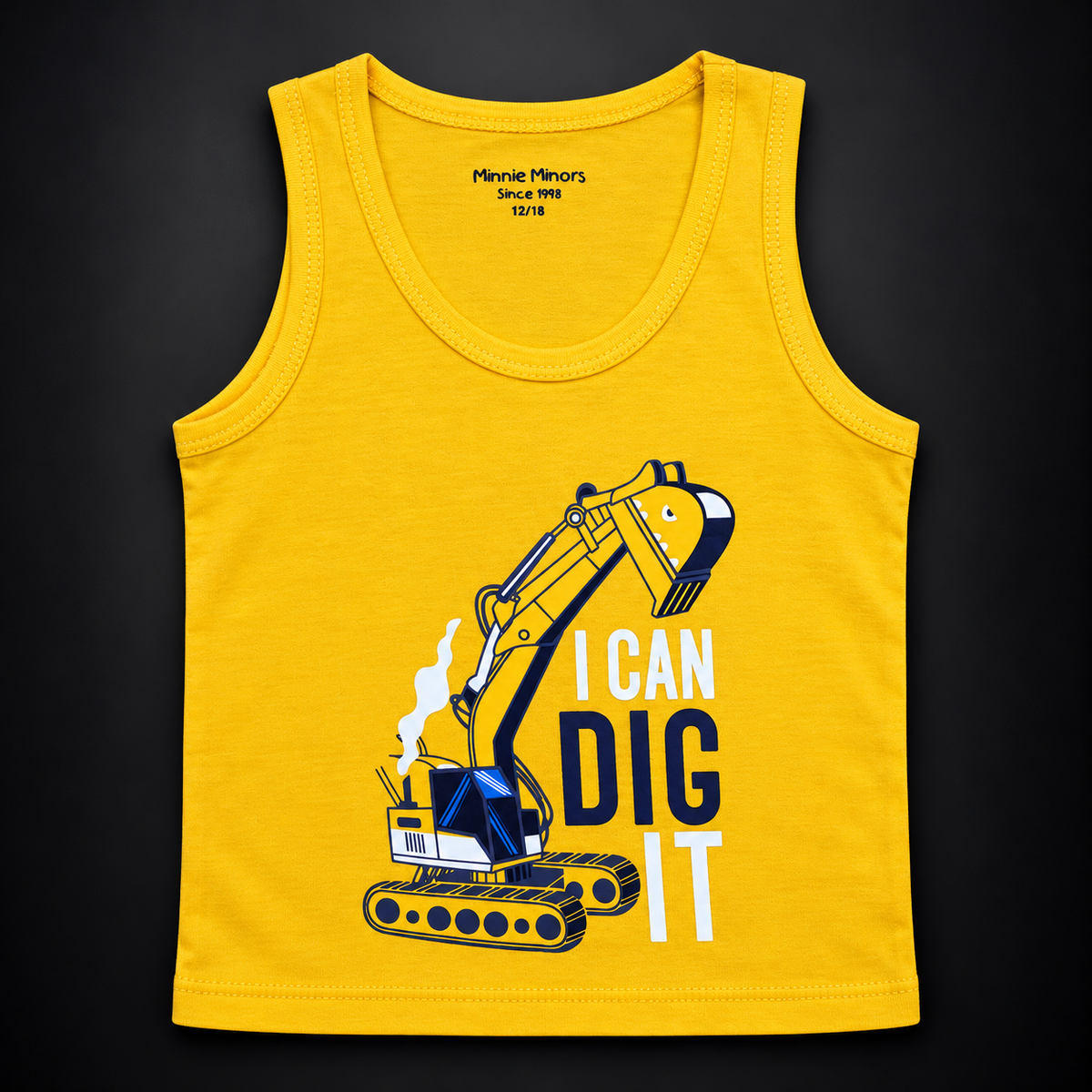 Minnie Minors / 'I Can Dig It' Printed Pure Cotton Yellow Vest