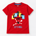 Minnie Craft / Boys 'Bowling Time' Printed Soft Organic Cotton Red T-Shirt