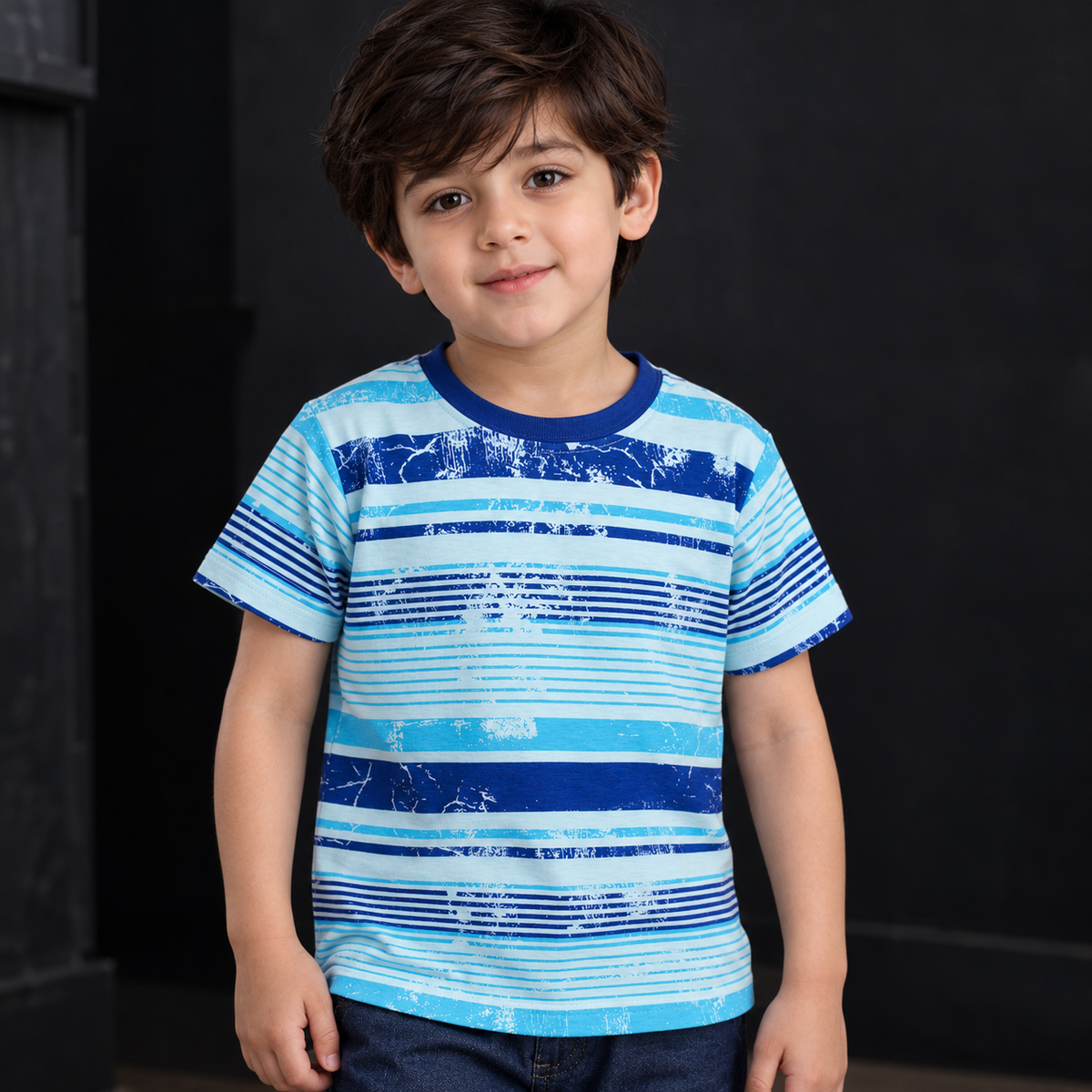 Minnie Craft / Boys 'Tie & Die' Design Soft Stretchable Organic Cotton T-Shirt