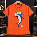 Minnie Craft / Boys 'Cool Vibes' Shark Printed Soft Organic Cotton Orange T-Shirt