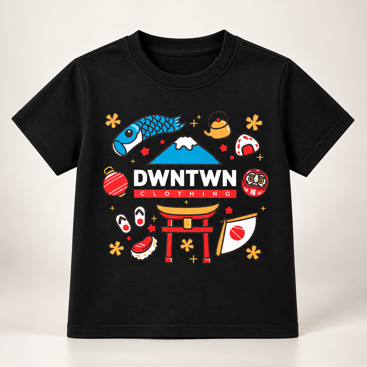 Downtown Kids - Soft Organic Cotton Printed Black T-Shirt / Unisex