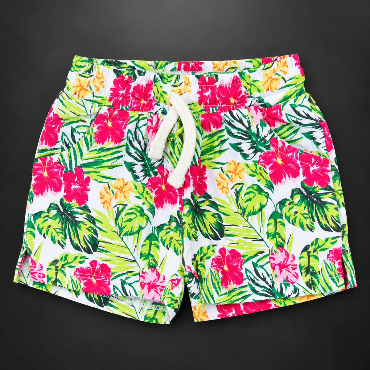 Minnie Minors / Multicolor Floral Printed Soft Organic Cotton Shorts / Side Pockets