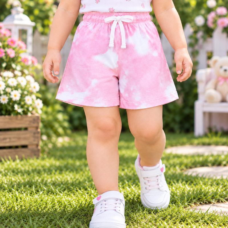 Minnie Minors / Tie & Die Design Soft Organic Cotton Light Pink Shorts
