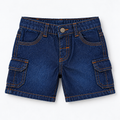 Minnie Minors / Unisex / Dark Blue Soft Denim Cargo Shorts / Front & Back Pockets