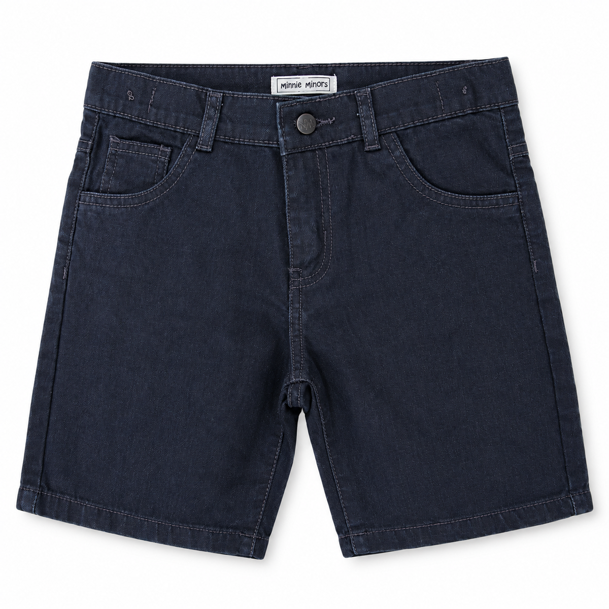 Minnie Minors / Unisex / Navy Soft Denim Shorts / Front & Back Pockets