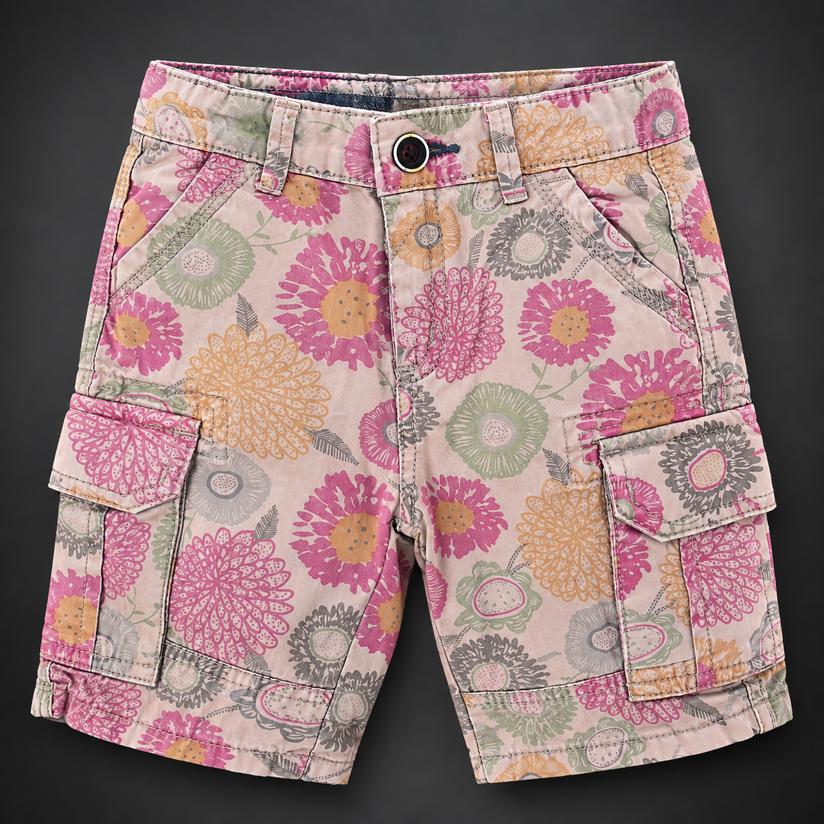 Juniors / Imported / Unisex Pure Cotton Floral printed Shorts-Front & Back Pockets