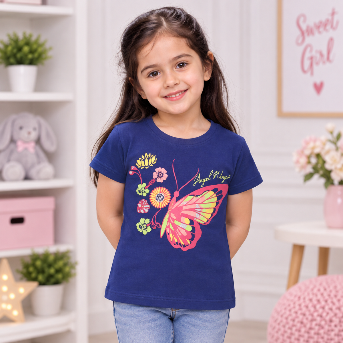 Minnie Craft / Soft Cotton Butterfly Puff Printed T-Shirt