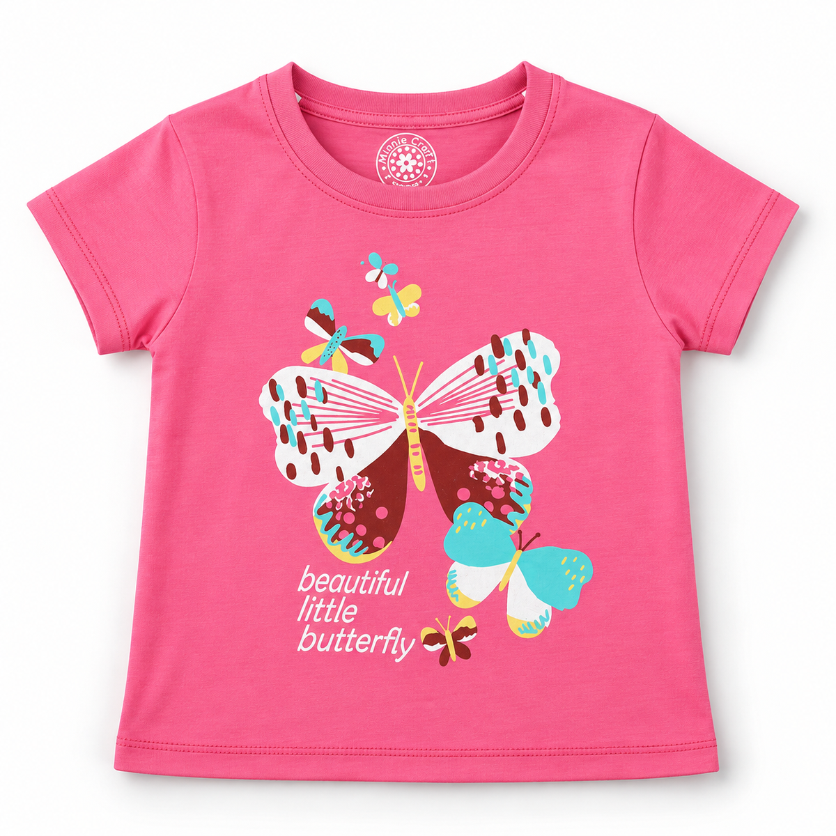 Minnie Craft / Soft Cotton Butterflies Printed Light Pink T-Shirt