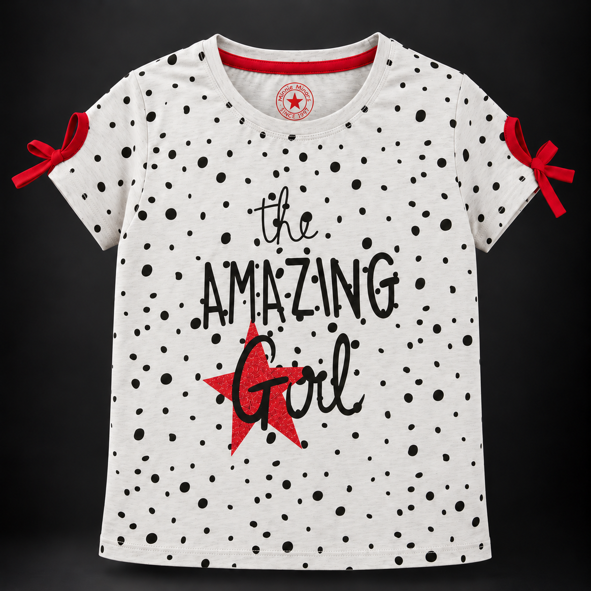 Minnie Minors 'The Amzaing Girl' All Over Printer Dots Soft Cotton T-Shirt