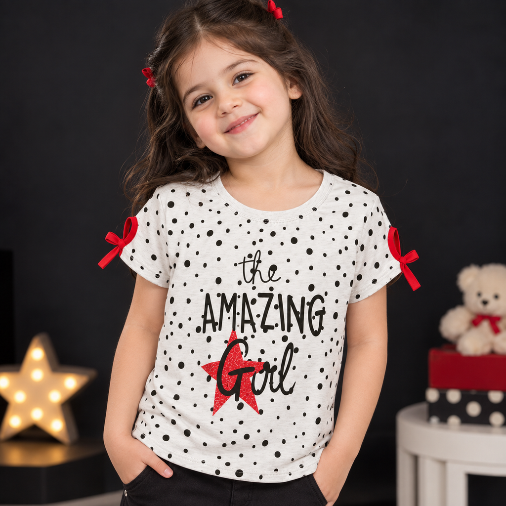 Minnie Minors 'The Amzaing Girl' All Over Printer Dots Soft Cotton T-Shirt