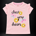 Minnie Craft / Soft Organic Cotton 'chase your dreams' Printed T-Shirt-Front Frilled