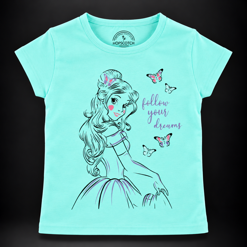 Hopscotch-Kids / Soft Cotton 'follow your dreams' Printed T-Shirt