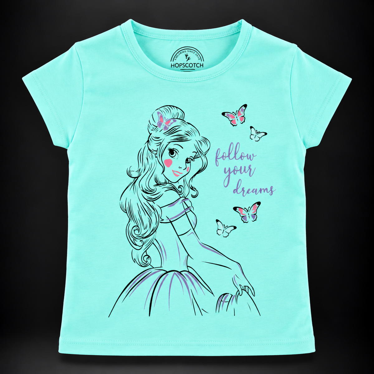 Hopscotch-Kids / Soft Cotton 'follow your dreams' Printed T-Shirt
