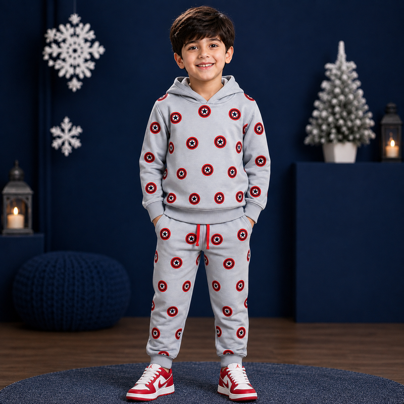 Minnie Minors 2 pc set grey Hoodie-Jogger Pants / Captain America All Over Printed
