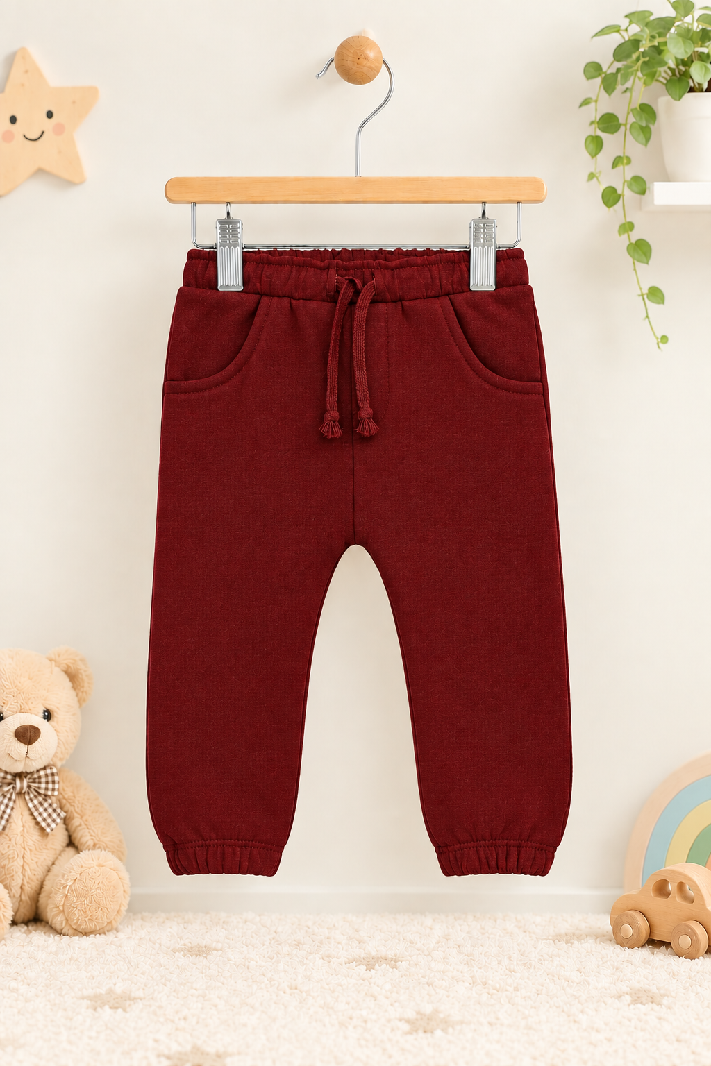 Minnie-Minors Infant Dark Red Fleece Jogger Pants