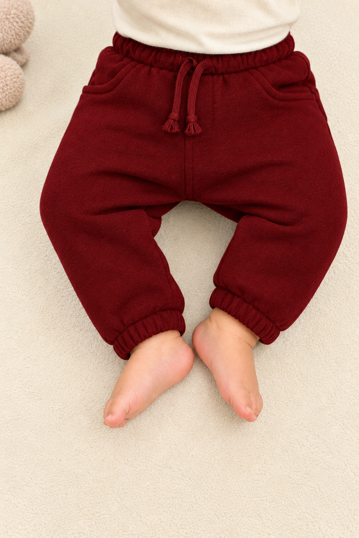 Minnie-Minors Infant Dark Red Fleece Jogger Pants