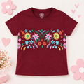 Minnie Craft / Soft Cotton Floral Printed Maroon T-Shirt