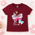 Minnie Craft / Soft Cotton Butterflies Printed Maroon T-Shirt