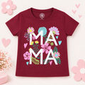 Minnie Craft / Soft Cotton 'MAMA' Print Design Maroon T-Shirt