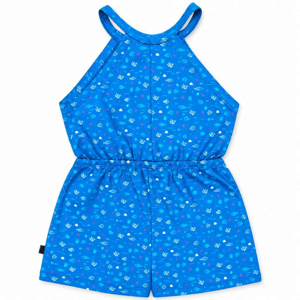 Sapphire / All Over Printed Elegant Design Girls Jumpsuit/Romper
