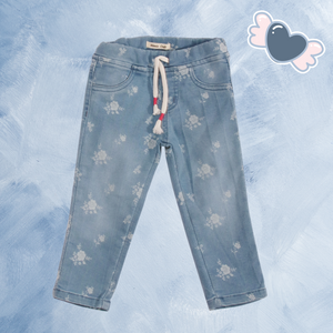 Minnie Craft / Girls stretchable soft Jeans printed design Light blue pant